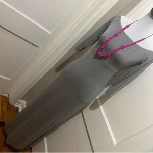 NWOT Forever 21 Gray Off the Shoulder High Slit Knit Dress women's Medium